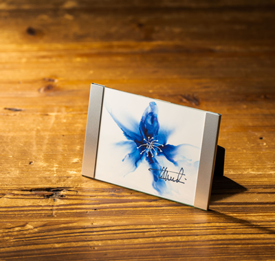 対談当日にお土産としていただいたアルコールインクアート